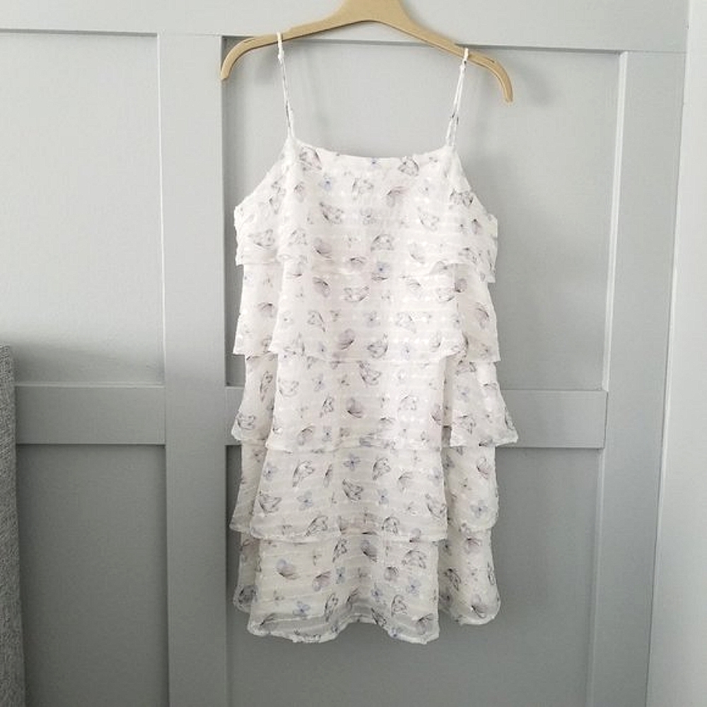 Butterfly Pleated 3 Tiered Mini Dress - Multi (S) - FAB'RIK